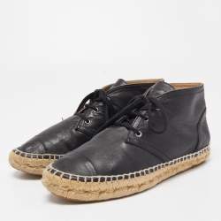 Pre Owned Chanel Leather CC High Top Espadrilles Size 37