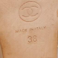 مملوكة مسبقًا Chanel Beige Textured Suede Ankle Strap Platform Sandals Size 38