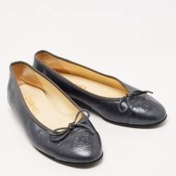 Chanel Metallic Leather CC Cap Toe Ballet Flats Size 36.5