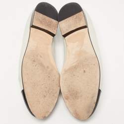 Chanel Grey/Black Suede and Patent CC Cap Toe Ballet Flats Size 37