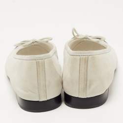 Chanel Grey/Black Suede and Patent CC Cap Toe Ballet Flats Size 37