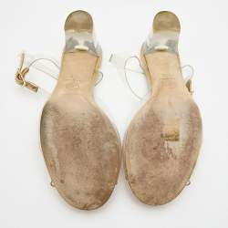 Chanel Gold Leather and PVC Ankle Strap Sandals Size 37