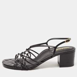 Chanel Black Knotted Leather Strappy Sandals Size 41