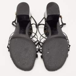 Chanel Black Knotted Leather Strappy Sandals Size 41