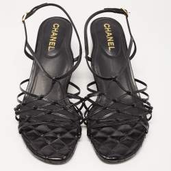 Chanel Black Knotted Leather Strappy Sandals Size 41