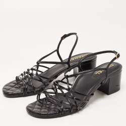 Chanel Black Knotted Leather Strappy Sandals Size 41