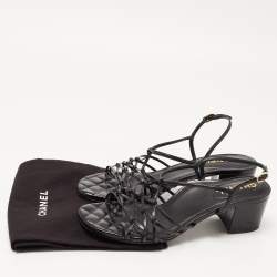 Chanel Black Knotted Leather Strappy Sandals Size 41