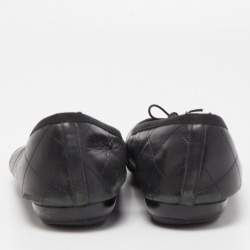 Pre Owned Chanel Black Quilted Leather CC Cambon Ballet Flats Size 39