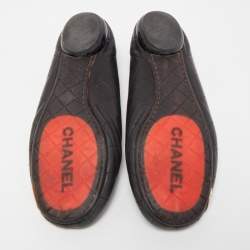 Pre Owned Chanel Black Quilted Leather CC Cambon Ballet Flats Size 39