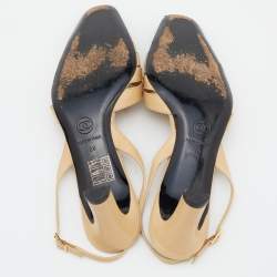 Pre Owned Chanel Beige/Black Leather T Strap D'orsay Pumps Size 38