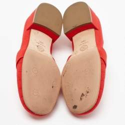 Pre Owned Chanel Red Canvas Beaded CC Loafer Pumps Size 36