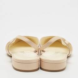 Pre Owned Chanel Blue/Cream Leather  Cap Toe CC Slingback Flat Sandals Size 37