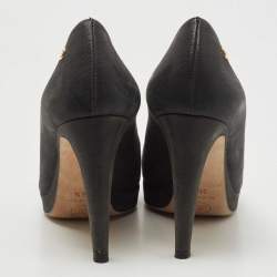 Pre Owned Chanel Two Tone Suede CC Cap Toe Platform Pumps Size 36.5