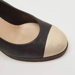 Pre Owned Chanel Two Tone Suede CC Cap Toe Platform Pumps Size 36.5