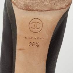Pre Owned Chanel Two Tone Suede CC Cap Toe Platform Pumps Size 36.5