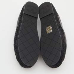Pre Owned Chanel Black Quilted Leather CC Logo Espadrille Flats Size 36
