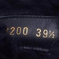 Chanel Navy Blue Suede and Shearling  Fur Chain Link Ankle Boots Size 39.5