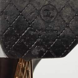 Chanel Black Leather Embellished CC Block Heel Ankle Strap Sandals Size 40.5