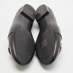 Chanel Black Leather Camellia Flower CC Slip On Smoking Slippers Size 42