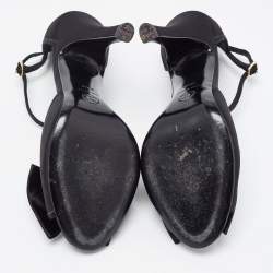Chanel Black Satin Bow CC Ankle Strap Sandals Size 39.5