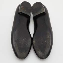 Pre Owned Chanel Black Leather CC Camelia Ballet Flats Size 38.5