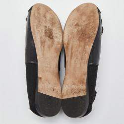 مملوكة مسبقًا Chanel Black Leather and Elastic CC Camellia Flats Size 37