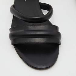 Chanel Black Quilted Leather Embellished Ankle Cuff Flat Sandals Size 38.5
