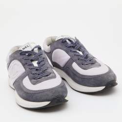 Chanel Grey/Light Purple Suede and Fabric CC Low Top Sneakers Size 40