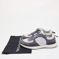 Chanel Grey/Light Purple Suede and Fabric CC Low Top Sneakers Size 40