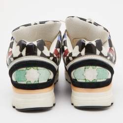 Pre Owned Chanel Multicolor Printed PVC and Leather CC Low Top Sneakers Size 38