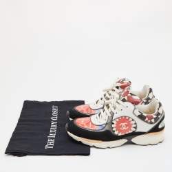 Pre Owned Chanel Multicolor Printed PVC and Leather CC Low Top Sneakers Size 38
