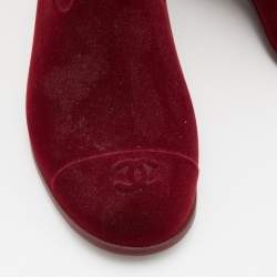 Chanel Burgundy Velvet CC Camellia Embellished Rain Boots Size 41