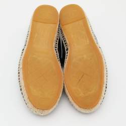 Pre Owned Chanel Black Leather CC Espadrille Flats Size 38