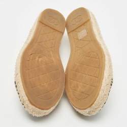 Chanel Beige/Black Leather CC Cap Toe Espadrilles Flats Size 39