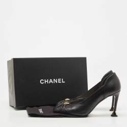 Pre Owned Chanel Black Leather CC D'orsay Pumps Size 38
