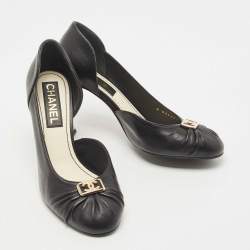 Pre Owned Chanel Black Leather CC D'orsay Pumps Size 38