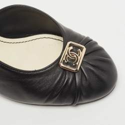Pre Owned Chanel Black Leather CC D'orsay Pumps Size 38