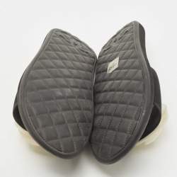 Pre Owned Chanel Black Rubber CC Camellia Flat Slides Size 40