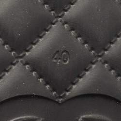 Pre Owned Chanel Black Rubber CC Camellia Flat Slides Size 40