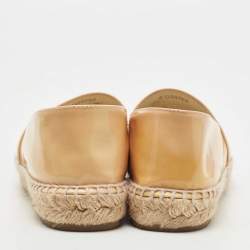 Pre Owned Chanel Beige Patent Leather CC Espadrille Flats Size 38