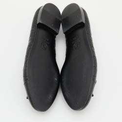 Pre Owned Chanel Black Leather Bow CC Cap Toe Ballet Flats Size 36.5