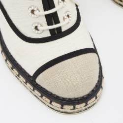 Pre Owned Chanel Tri Color Canvas CC Wedge Sneakers Size 38
