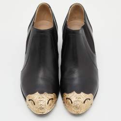 Chanel Black Leather Paris Dallas Ankle Boots Size 40.5