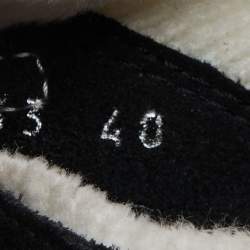 Pre Owned Chanel White/Black Knit Fabric and Suede CC Low Top Sneakers Size 40