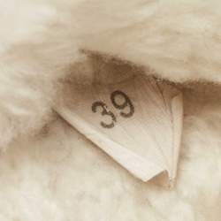 Pre Owned Chanel White Mink Fur CC Flat Slides Size 39