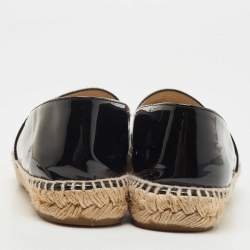 Chanel Black Patent Leather CC Espadrille Flats Size 38