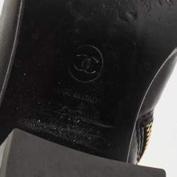 Chanel Black Leather Cape Toe CC Ankle Length Boots Size 41