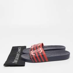Pre Owned Chanel Tricolor Rubber CC Slides Size 39