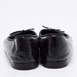 Chanel Black Patent Leather CC Ballet Flats Size 40.5
