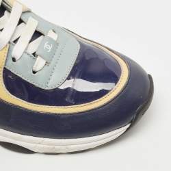 Pre Owned Chanel Tricolor Patent and Leather CC Low Top Sneakers Size 40